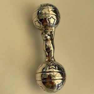 Sterling Silver (925) Tiffany & Co. Barbell Star Teddy Bear baby rattle